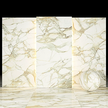 Golden Calacatta: Elegant 3D Textured Slabs & Tiles 3D model image 1 