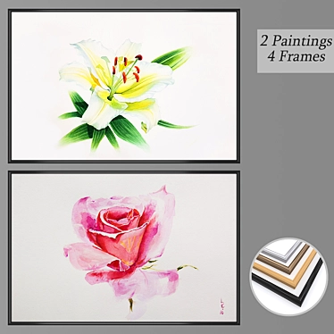 Modern Wall Art Set with Multiple Frames 3D model image 1 