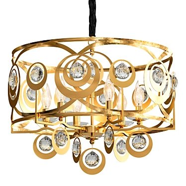 Elegant Gold Chandelier with Glass Pendants 3D model image 1 