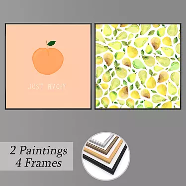 Modern Wall Art Set with Frames 3D model image 1 