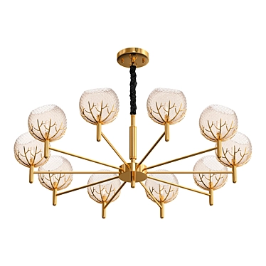 Modern Brass Glass Chandelier 3D model image 1 