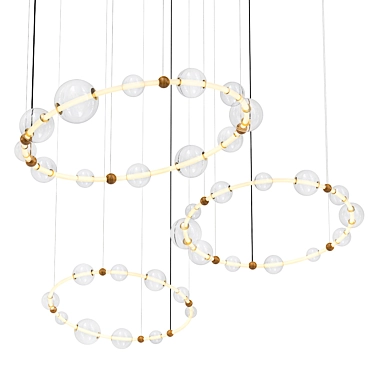 Modern LED Pendant Light with Transparent Balls 3D model image 1 