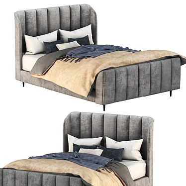 Elegant Ora Upholstered Bed 3D model image 1 