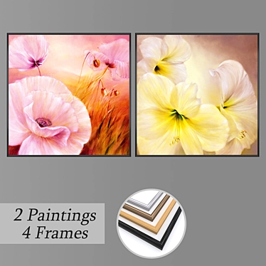 Modern Wall Art Set with Versatile Framing Options 3D model image 1 