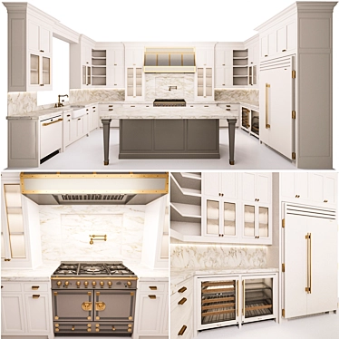 Classic Style Kitchen with Island 3D model image 1 