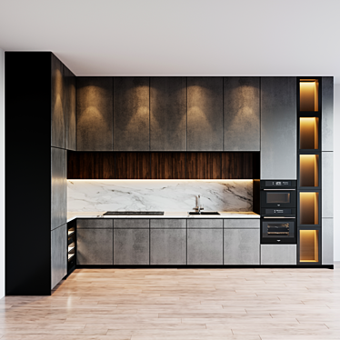 Title: Modern Kitchen Set with Appliances 3D model image 1 
