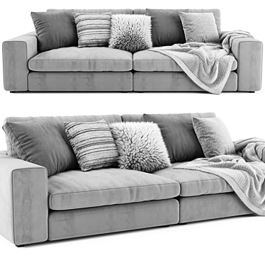 Modern Beta 2 Seater Modular Sofa 3D model image 1 