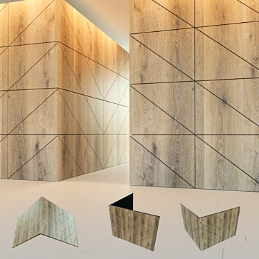 Wooden Corner Wall Panel 3D model image 1 