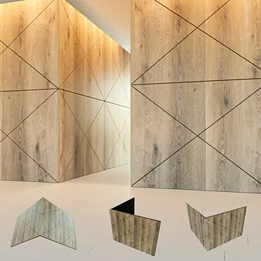 Wooden Corner Wall Panel 3D model image 1 