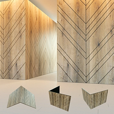 Wooden 3D Corner Wall Panel 3D model image 1 