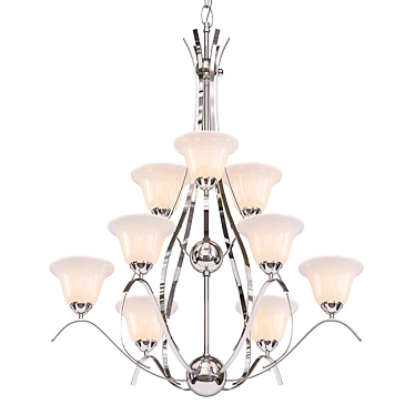 Dover 9-Light Chandelier with Etched Glass 3D model image 1 