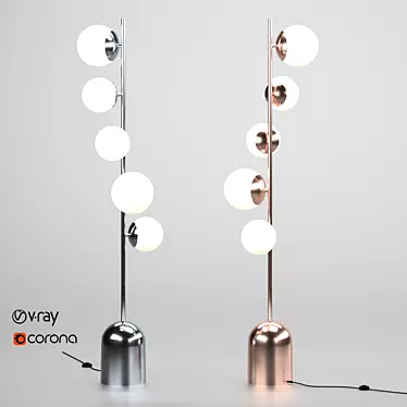 Modern Chrome Vetro Floor Lamp 3D model image 1 