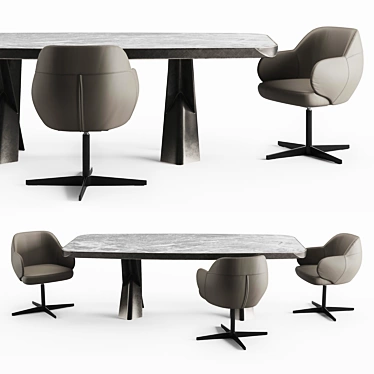 Premium Keramik Table & Bombe X Chair by Cattelan Italia 3D model image 1 