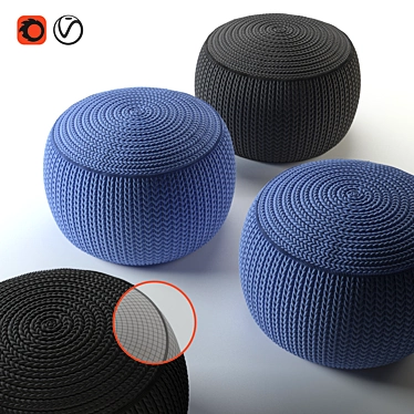 Cozy Knit Ottoman for Stylish Comfort 3D model image 1 