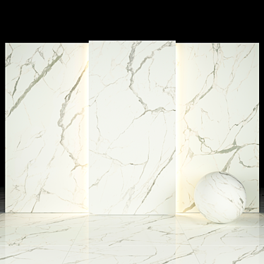 White Calacatta Glossy Texture Slabs & Tiles 3D model image 1 