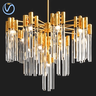 Elegant Glass Tube Chandelier 3D model image 1 