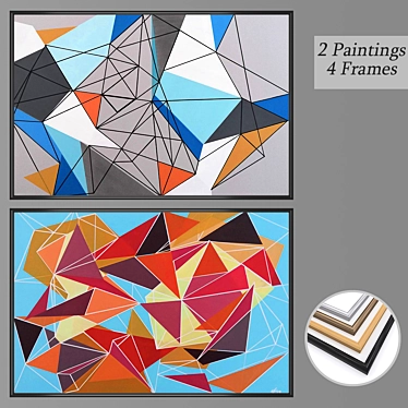 Versatile Set of Wall Paintings with Frames 3D model image 1 