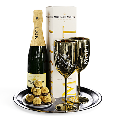 Elegant Champagne Service Tray 3D model image 1 