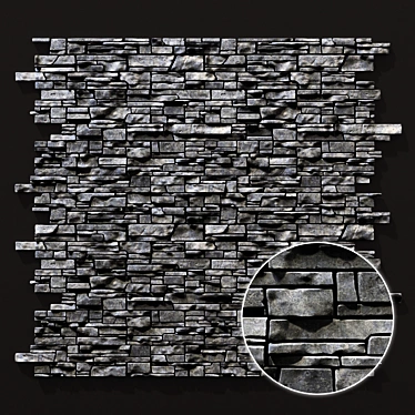 Rockface Clincer Brick Wall 3D model image 1 