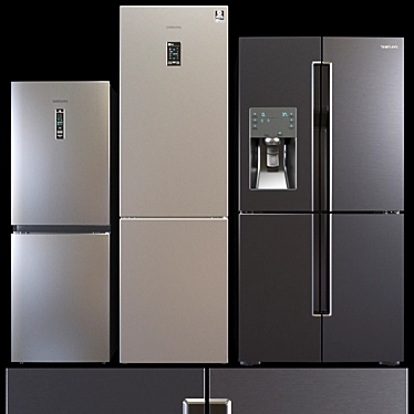 Samsung Refrigerator Set: Flex™ 4-Door, Inverter 2-Door, RB5000A 3D model image 1 