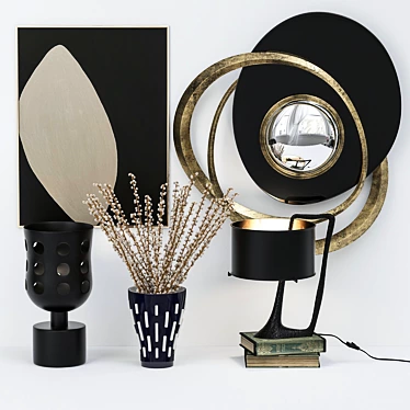 Decorative Set: Vase, Mirror & Décor 3D model image 1 