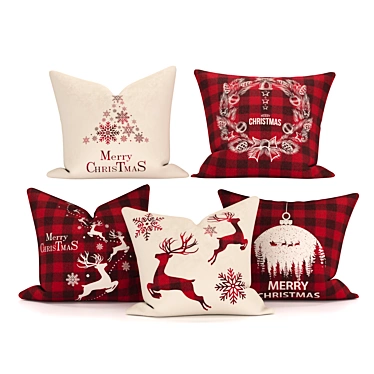 Cozy Christmas Cushions: Adorably Festive Decor 3D model image 1 