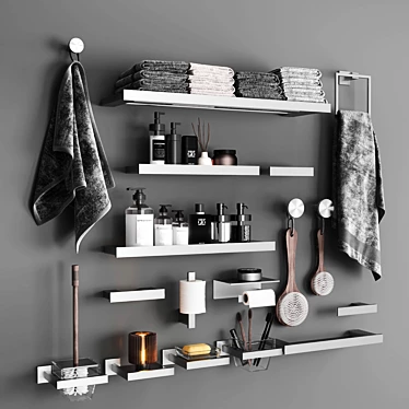 Modern Steel Bathroom Accessories 3D model image 1 