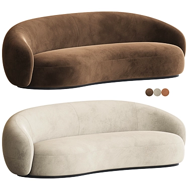 Elegant Siena Velvet Sofa 3D model image 1 