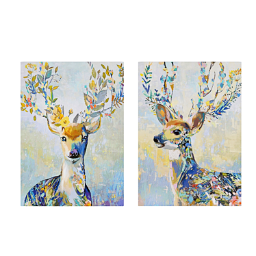 Colorful Reindeer Canvas Set 3D model image 1 