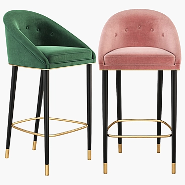 Retro Malay Bar Chair: Mid Century Elegance 3D model image 1 
