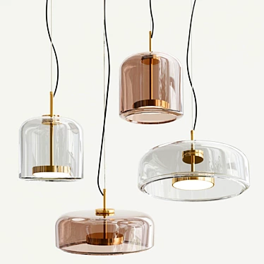 Dauphin: Elegant Metal and Glass Pendant 3D model image 1 