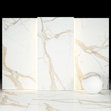 Elegant White Calacatta Slabs & Tiles 3D model image 1 