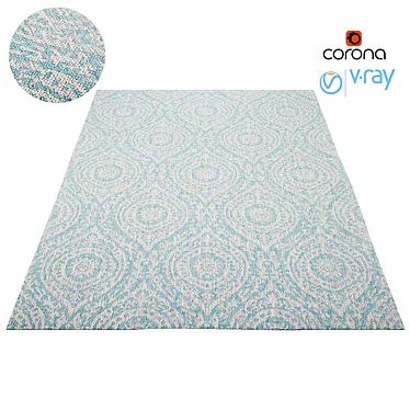 Beige Turquoise Rug: High-Quality Texture 3D model image 1 