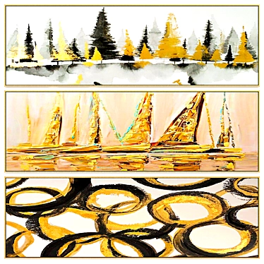 Eroded Gold Metal Picture Set 3D model image 1 