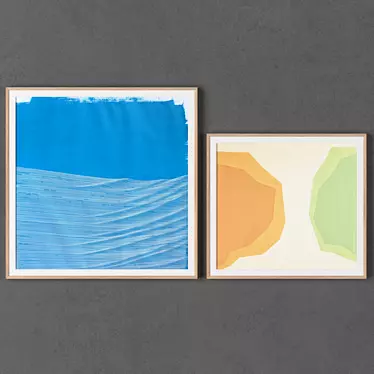 Modern Art Frame Set: 2 Frames, Assorted Sizes & Textures 3D model image 1 