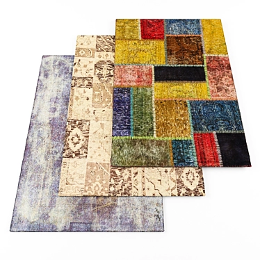 Modern Rugs Set - 5 Pieces | High-Quality Textures 3D model image 1 