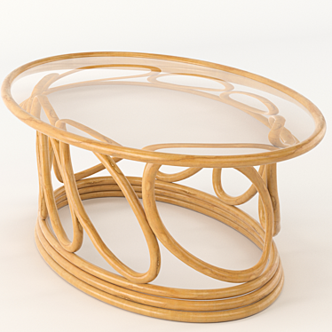 Elegant Rattan Coffee Table 3D model image 1 