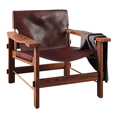 Luxurious Leather Sling Chair 3D model image 1 