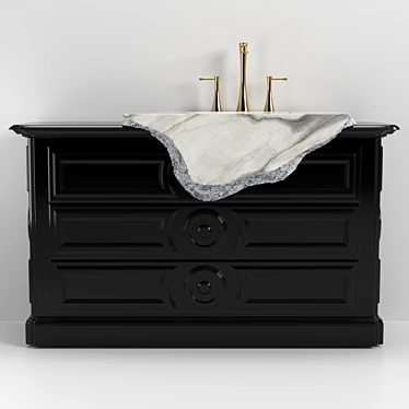 PETRA Washbasin Cabinet: Art-Deco/Nouveau Style 3D model image 1 