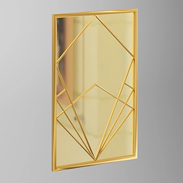 Golden Framed Decorative Mirror 3D model image 1 
