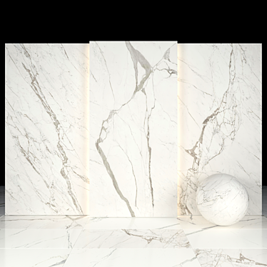 Elegant White Calacatta Slabs & Tiles 3D model image 1 