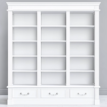 Antique French Liberty Bookcase: Elegant, Spacious, and Timeless 3D model image 1 