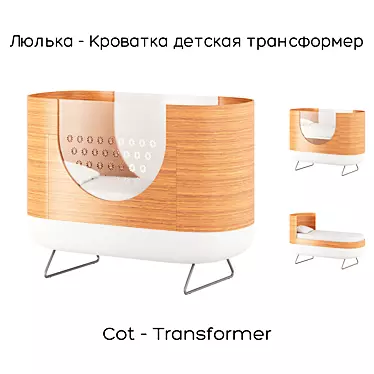 Modern Convertible Cot: Three Adjustable Models 3D model image 1 