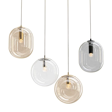 Tinted Glass Pendant Light Collection 3D model image 1 