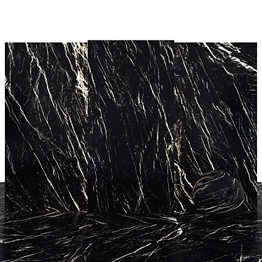 Elegant Deep Black Marble Slabs 3D model image 1 