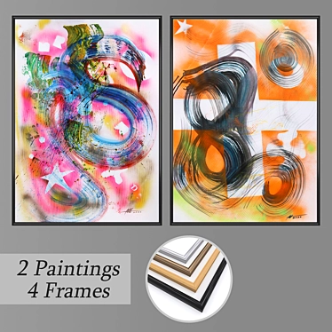 Eclectic Frame Collection with Artworks 3D model image 1 