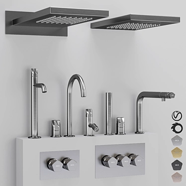 Stylish Milano Penta Bathroom Faucet 3D model image 1 