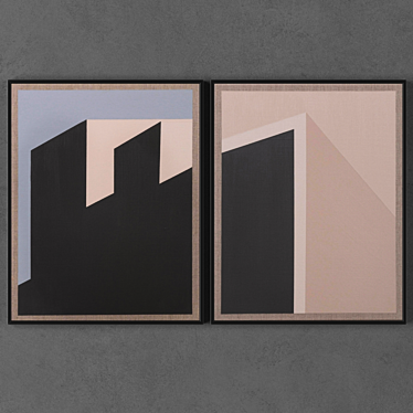 Modern Abstract Art Frames - Set of 2 3D model image 1 