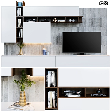 Modern TV Wall Unit: 3DSMAX 2016, V-Ray & Corona 3D model image 1 