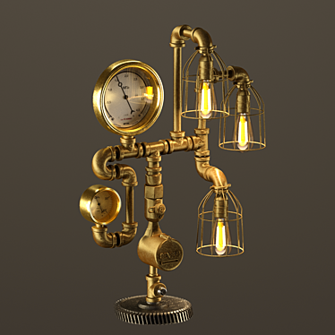 Vintage Industrial Pipe Table Lamp 3D model image 1 